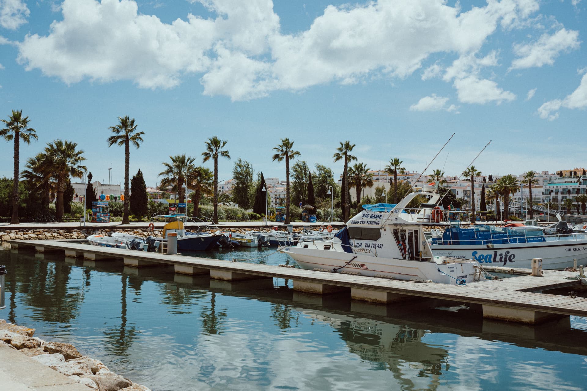 Sailboats moored at the Marina de Lagos