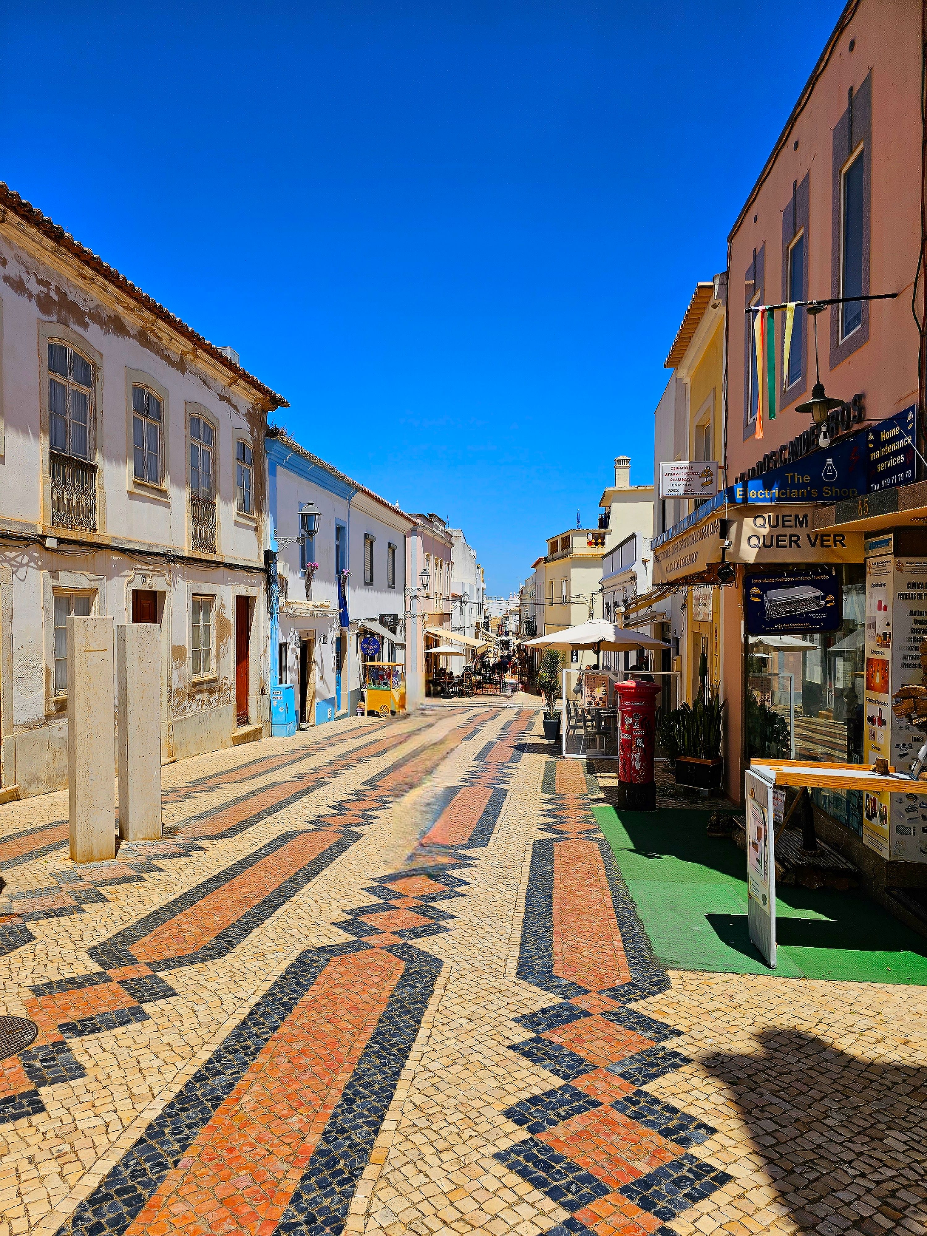 Patterned cobbled street in Lagos old town